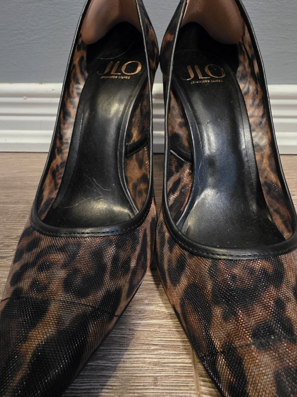 JLO Jennifer Lopez Y2K Leopard Mesh Pointed Toe Stiletto Pumps 9 - Picture 6 of 8